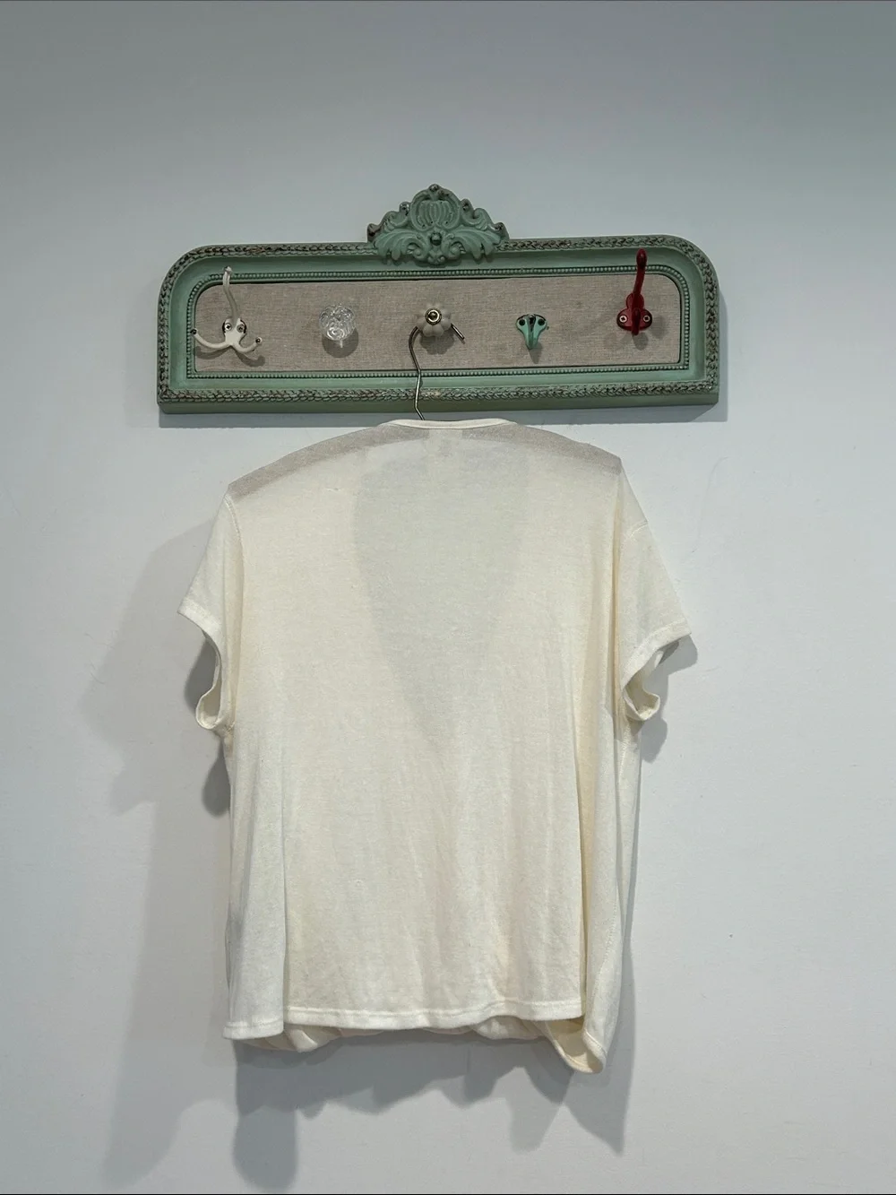 Free People Off-White Draped Surplice Short Sleeve bubble hem Top women’s small